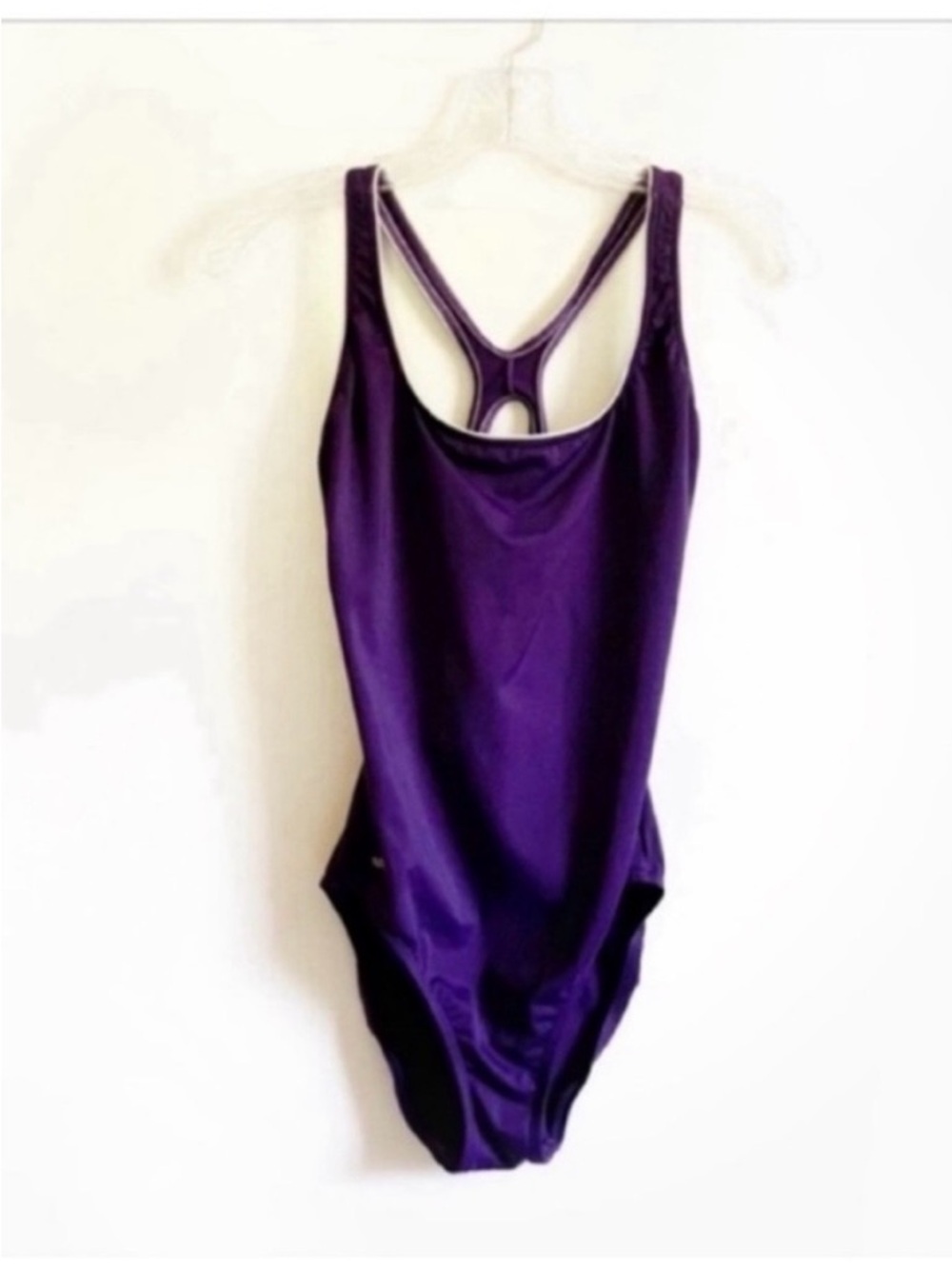 Speedo bathing suit purple one piece low back racerback
